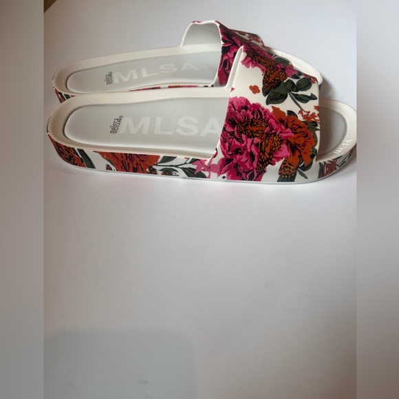 Melissa Women's Floral Slide Sandals - Pink and Cream - Picture 2 of 5